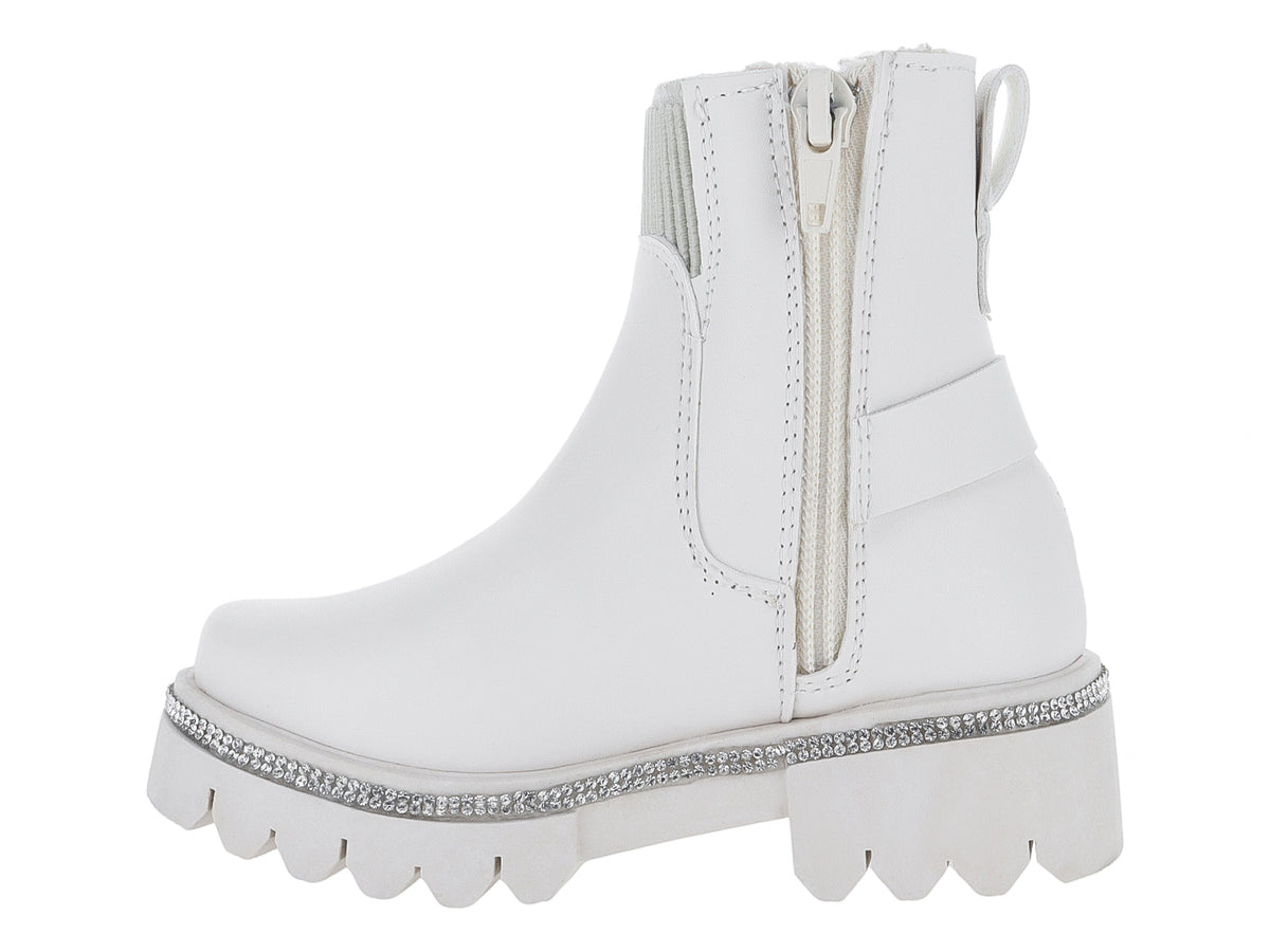 Botas Miroslava Blanco y Plata para Niña