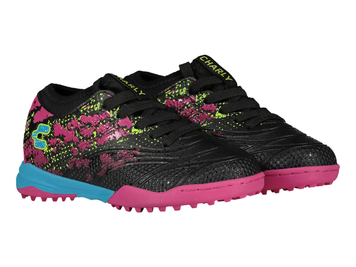 Tenis de Fútbol Charly TF Negro y Fucsia para Niño