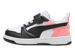 Tenis PUMA Rebound V6 Blanco y Rosa para Niña