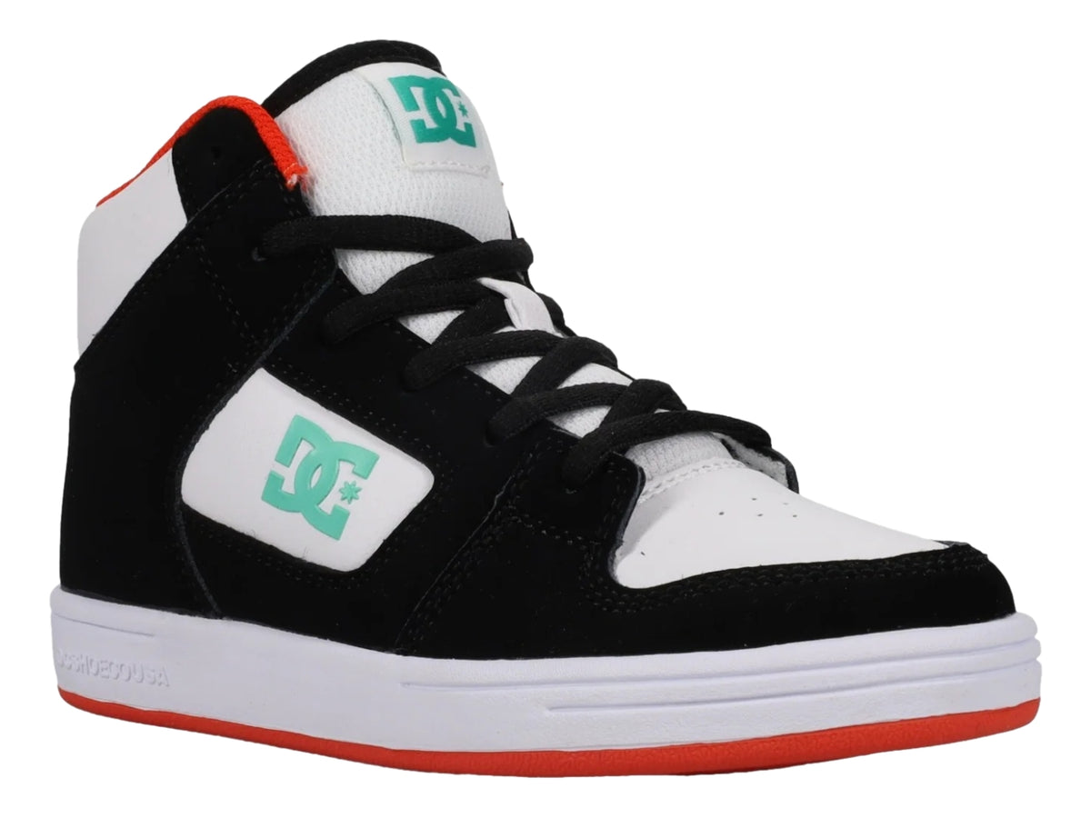 Tenis DC Shoes Manteca 4 HI Negro, Verde y Naranja para Niño