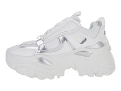 Tenis Steve Madden Reckon Blanco y Plata para Mujer