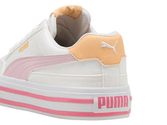 Tenis Puma Court Classic Vulc Blanco y Rosa para Niña