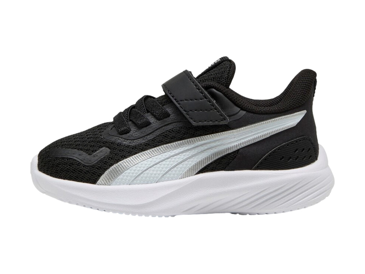 Tenis Puma Pounce AC+ Negro y Plata para Niño