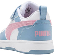 Tenis PUMA Rebound V6 Lo AC+ Blanco, Rosa y Azul para Niña
