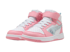 Tenis PUMA Rebound V6 Rosa y Blanco para Niña