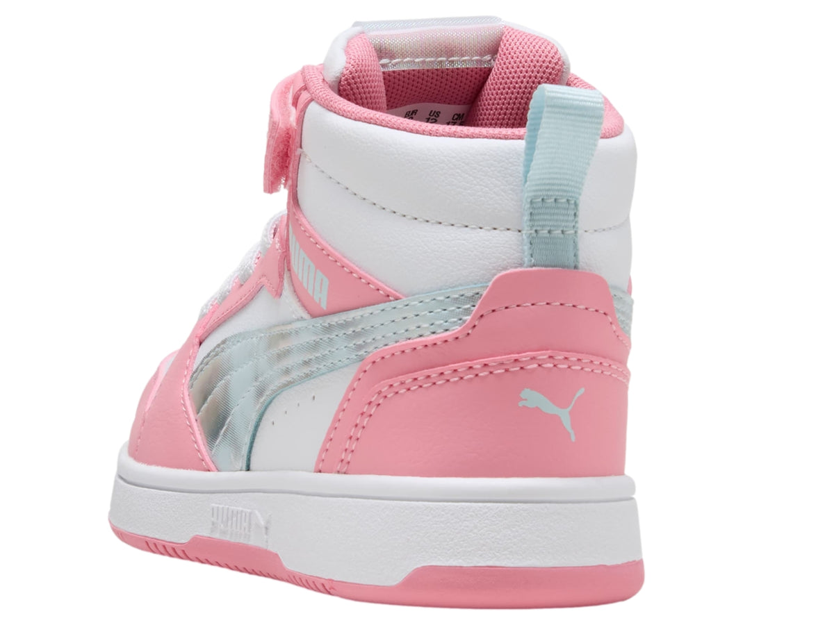 Tenis PUMA Rebound V6 Rosa y Blanco para Niña