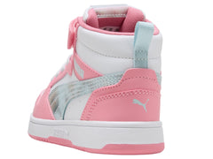 Tenis PUMA Rebound V6 Rosa y Blanco para Niña