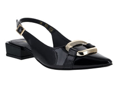 Zapatillas Luna Rosa Negro de Charol para Mujer