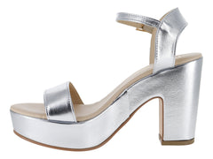 Sandalias de Tacón Luna Rosa Plata para Mujer