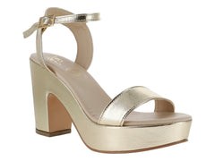 Sandalias de Tacón Luna Rosa Color Oro para Mujer