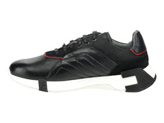 Tenis Cuadra de Piel y Ante Negro para Hombre
