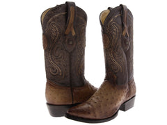 Botas Vaqueras Cuadra de Piel de Avestruz Color Orix