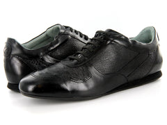 Zapatos Cuadra de Piel de Avestruz Negro para Hombre