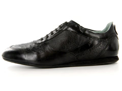 Zapatos Cuadra de Piel de Avestruz Negro para Hombre