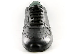 Zapatos Cuadra de Piel de Avestruz Negro para Hombre