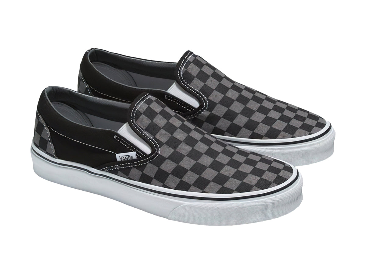 Tenis Vans Classic Slip-On Negro con Cuadros Gris