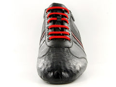 Zapatos Cuadra Negro y Rojo en Piel de Avestruz y Lizard