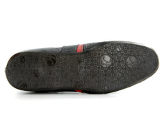 Zapatos Cuadra Negro y Rojo en Piel de Avestruz y Lizard