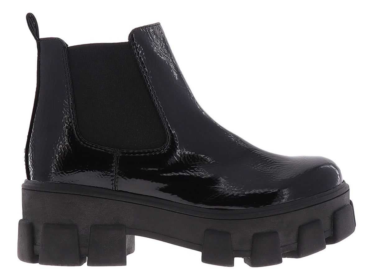 Botines Nomadas Negro Charol Arrugado para Mujer