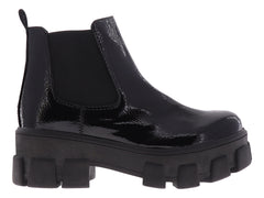 Botines Nomadas Negro Charol Arrugado para Mujer