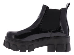 Botines Nomadas Negro Charol Arrugado para Mujer