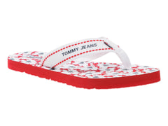 Sandalias Tommy Hilfiger Webbing Flat Rojo y Blanco para Mujer