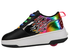Tenis Patín Heelys Negro Rainbow Flame para Niña