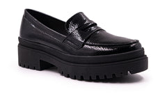 Mocasines Hispana Negro Alto Brillo para Mujer