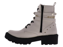 Botines Combat Luna Rosa Gris para Mujer