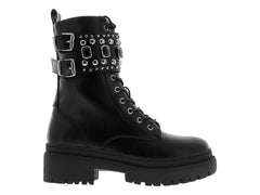 Botines Combat Roze Negros para Mujer