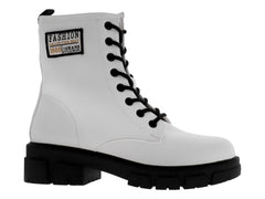 Botines Combat Roze Blanco para Mujer