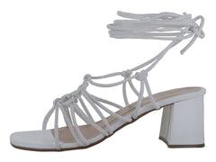 Sandalias Roze Tacón Cuadrado Blanco para Mujer