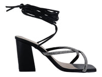Sandalias de Tacón Cuadrado Roze Negro para Mujer