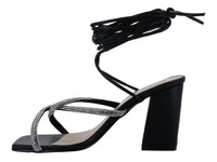 Sandalias de Tacón Cuadrado Roze Negro para Mujer
