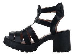 Sandalias de Plataforma Luna Rosa Negro para Mujer