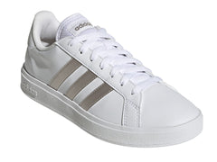 Tenis Adidas Grand Court Base 2.0 Blanco y Plata para Mujer
