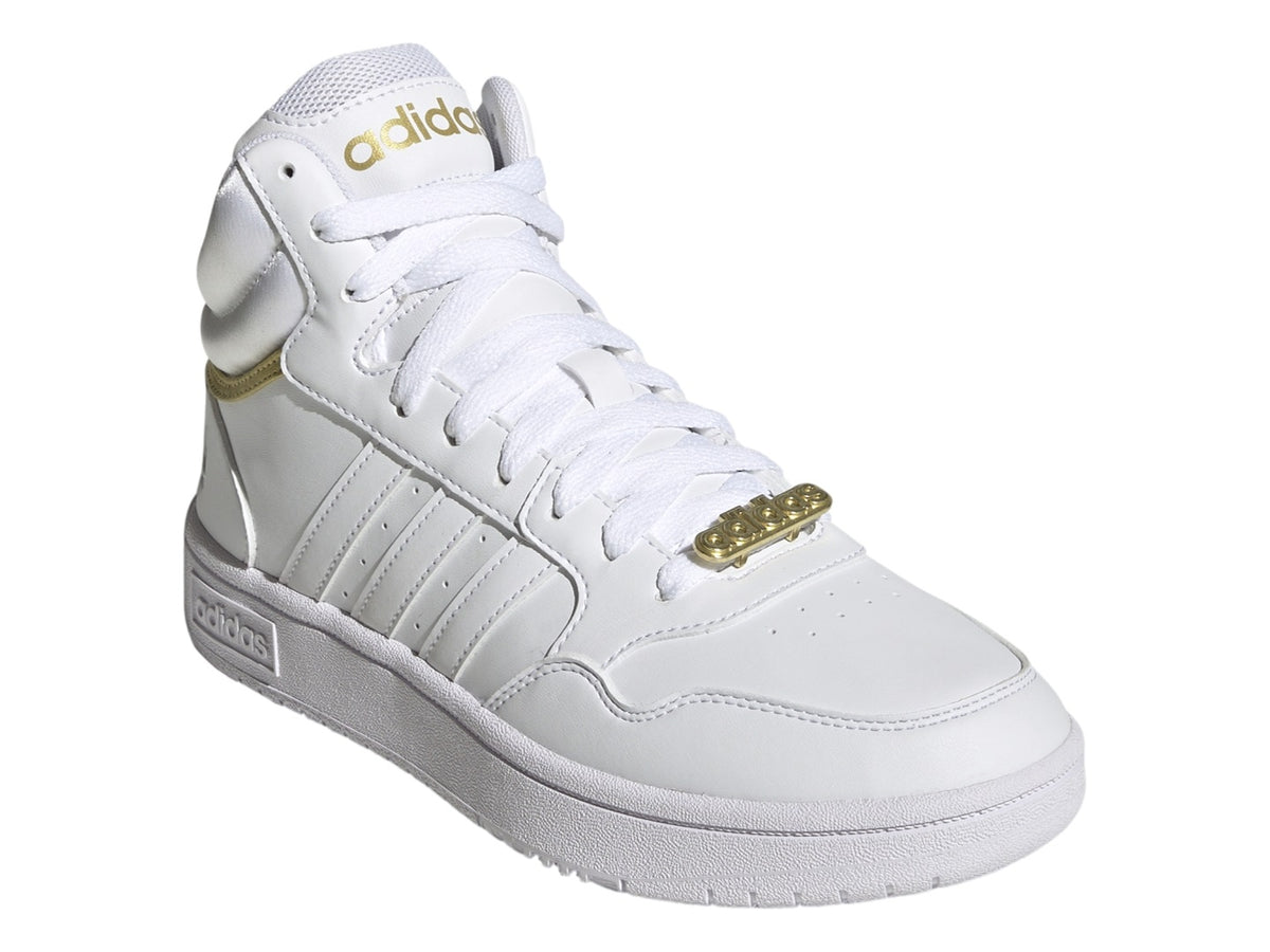 Tenis Adidas Hoops 3.0 Mid Blancos con Dorado para Mujer