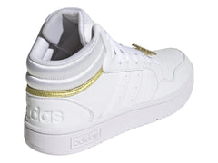 Tenis Adidas Hoops 3.0 Mid Blancos con Dorado para Mujer