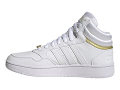 Tenis Adidas Hoops 3.0 Mid Blancos con Dorado para Mujer