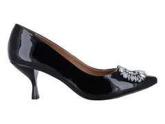 Zapatillas Stiletto Salamandra Charol Negro