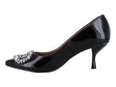 Zapatillas Stiletto Salamandra Charol Negro