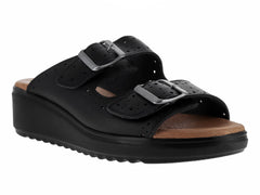 Sandalias Capricho Negro de Vaqueta para Mujer