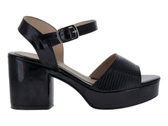 Zapatillas Luna Rosa de Charol Negro para Mujer