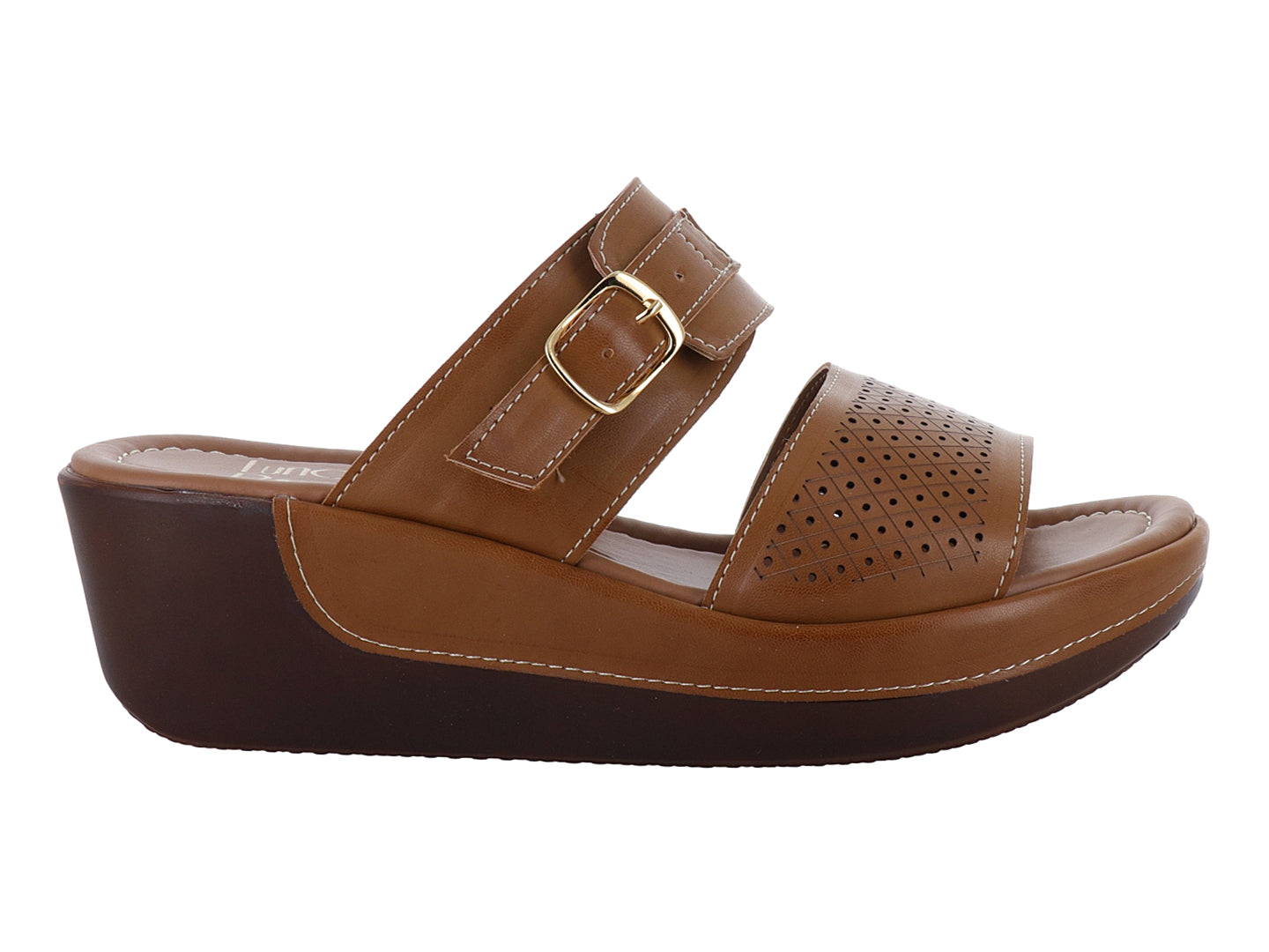 Sandalias Luna Rosa Plataforma Cafe Dama 3214 Para Mujer