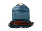 Bolso de Hombro Jaime Ibiza Croco Azul para Mujer