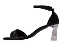 Sandalias Roze Negro con Pedrería para Mujer