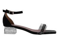 Sandalias Roze Negro Tacón Cuadrado para Mujer