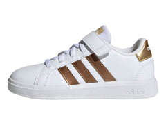 Tenis Adidas Grand Court 2.0 Blancos con Dorado para Niña