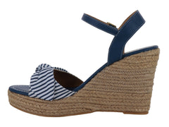 Sandalias Plataforma Luna Rosa Azul Marino Rayas para Mujer