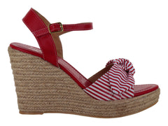 Sandalias Plataforma Luna Rosa Rojo Rayas para Mujer